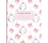 Kawaii Ghosts and Bows Notebook: Cute Pink Checkered Journal with 100 Lined Pages | 7.5 x 9.25 in | School, Writing, Notes, Diary