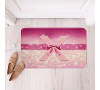 Kawaii Girly Bownot Dreamy Princess Letter X Cute Bows Glitter Bow Alfombra Limpia Zapatos Absorbe El Agua Alfombra para Puerta Muy Funcional Felpudo Entrada Casa para Hotel 40x60Cm