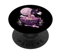 Kawaii Gótico Pastel Gato Zombi Patchwork Come Ramen PopSockets PopGrip Adhesivo