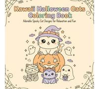 Kawaii Halloween Cats Coloring Book:: Cute Vintage-Inspired Black & White Cat Designs for Relaxation and Fun | Adorable Spooky Cat Line Art Pages for Kids and Adults