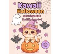 Kawaii Halloween Coloring Book for Kids Ages 4-8: 50 Cute and Easy Halloween Coloring Pages Featuring Cats, Pumpkins, Bats, Ghosts, and More