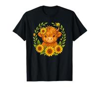 Kawaii Highland Cow Girasol Ganado Escocés Camiseta