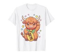 Kawaii Highland Cow Maneki Neko Fortune Granja Japonesa Camiseta
