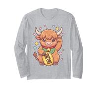 Kawaii Highland Cow Maneki Neko Fortune Granja Japonesa Manga Larga