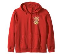 Kawaii Highland Cow Maneki Neko Fortune Granja Japonesa Sudadera con Capucha