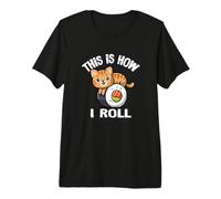 Kawaii How I Roll Sushi Orange Tabby Cat Lover Camiseta Premium