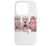 Kawaii Hurones Té con Leche Video Game Gamer Donut Hurón Carcasa para iPhone 14 Pro