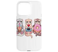 Kawaii Hurones Té con Leche Video Game Gamer Donut Hurón Carcasa para iPhone 15 Pro MAX
