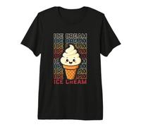 Kawaii Ice Cream Cone Cute Smiling Vintage Anime Dessert Camiseta Premium