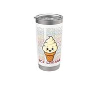 Kawaii Ice Cream Cone Cute Smiling Vintage Anime Dessert Vaso térmico de acero inoxidable de doble pared