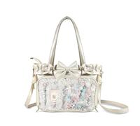 Kawaii Ita Bag Tote with DIY Clear Window, Cute PU Messenger Pin Display Purse for Anime Fans & Cosplay, Girls Crossbody Shoulder Bag (White)