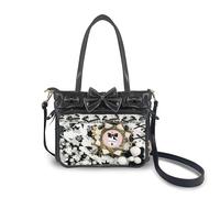 Kawaii Ita Bag Tote with DIY Clear Window, Cute PU Messenger Pin Display Purse for Anime Fans & Cosplay, Girls Crossbody Shoulder Bag (Black)