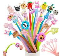 Kawaii Juego de 30 bolígrafos de gel de cristal, bolígrafos de gel con diseño de animales y flores, para niños, para regalos de cumpleaños infantiles, regalos de cumpleaños infantiles