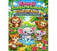 Kawaii Jungle Animals Coloring Book: Cute Tropical Friends for Relaxation: Adorable Tropical Animal Coloring Pages with Monkey Elephant Koala Sloth and More Cute Jungle Friends