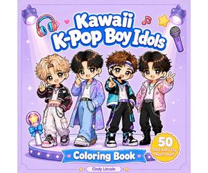 Kawaii K-Pop Boy Idols: 50+ Kawaii Boy Band Inspired Coloring Pages with Stylish Outfits, Trendy Hair, Music Scenes, and Cute Idol Fashion