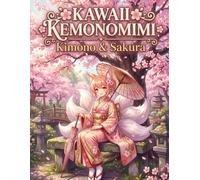 KAWAII KEMONOMIMI: Kimono & Sakura Coloring Book for Adults: 25 Beautiful Japanese Anime Style Illustrations featuring Cute Fox Girls, Cat Girls and Traditional Kimono Designs
