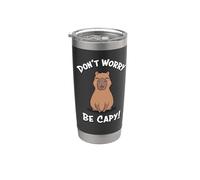 Kawaii Kids Boys Don't Worry Be Capy Meme Lover Capybara Vaso térmico de acero inoxidable de doble pared