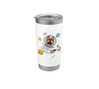 Kawaii Kids Boys Space Astronaut Dog Lover German Shepherd Vaso térmico de acero inoxidable de doble pared