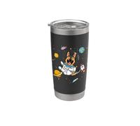 Kawaii Kids Boys Space Astronaut Dog Lover German Shepherd Vaso térmico de acero inoxidable de doble pared