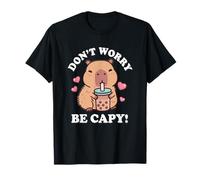 Kawaii Kids Bubble Tea Don't Worry Be Capy Girls Capybara Camiseta