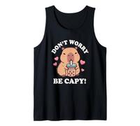 Kawaii Kids Bubble Tea Don't Worry Be Capy Girls Capybara Camiseta sin Mangas