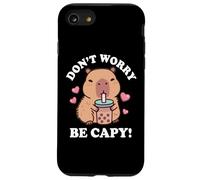 Kawaii Kids Bubble Tea Don't Worry Be Capy Girls Capybara Carcasa para iPhone SE (2020) / 7/8