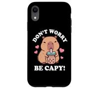 Kawaii Kids Bubble Tea Don't Worry Be Capy Girls Capybara Carcasa para iPhone XR