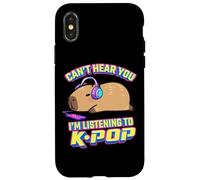 Kawaii Kids Can't Hear You Listening to KPOP Fan Capybara Carcasa para iPhone X/XS