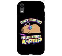 Kawaii Kids Can't Hear You Listening to KPOP Fan Capybara Carcasa para iPhone XR