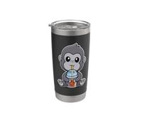 Kawaii Kids Drinking Boba Tea Bubble Tea Wild Gorilla Lover Vaso térmico de acero inoxidable de doble pared