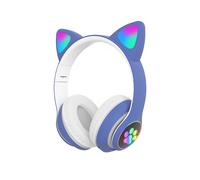 Kawaii Kids Wireless Headphones - RNCYN - Orejas de gato - STN-28 - Azul - Bluetooth 5.0 - Micrófono incorporado