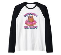 Kawaii Kids Womens Girls Donut Don't Worry Be Capy Lover Camiseta Manga Raglan
