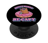 Kawaii Kids Womens Girls Donut Don't Worry Be Capy Lover PopSockets PopGrip Adhesivo