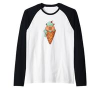 Kawaii Kids Womens Girls Ice Cream Cone Meme Lover Capybara Camiseta Manga Raglan