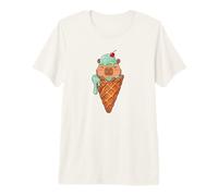 Kawaii Kids Womens Girls Ice Cream Cone Meme Lover Capybara Camiseta Premium