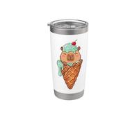 Kawaii Kids Womens Girls Ice Cream Cone Meme Lover Capybara Vaso térmico de acero inoxidable de doble pared