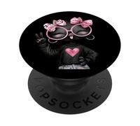 Kawaii Kitten Girl Peace Sign Gafas Rosa Pop Graphic Sharp PopSockets PopGrip Adhesivo