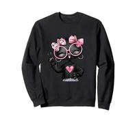 Kawaii Kitten Girl Peace Sign Gafas Rosa Pop Graphic Sharp Sudadera