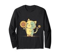 Kawaii Kitten Kitty My Cat Girasol Sunshine - Estilo Vintage Manga Larga