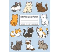 Kawaii Kitties: Cute Cat Composition Notebook, College Ruled, 110 Pages: Adorable Kitty Pattern Journal for Teen Girls, College Students & Cat Lovers, 7.5×9.25 Lined Pages, Pastel Blue Cover
