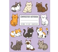 Kawaii Kitties: Cute Cat Composition Notebook, College Ruled, 110 Pages: Adorable Kitty Pattern Journal for Teen Girls, College Students & Cat Lovers, 7.5×9.25 Lined Pages, Pastel Purple Cover