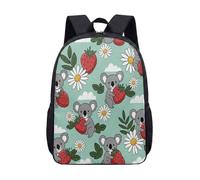 Kawaii Koala Strawberry - Mochila escolar de 17 pulgadas para niños, bonita mochila escolar rosa con margaritas de dibujos animados para niños y niñas, 05., L, Minimalista