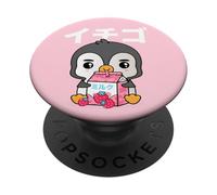 Kawaii Leche De Fresa Chibi Pingüino Japón Vibes Ichigo PopSockets PopGrip Adhesivo