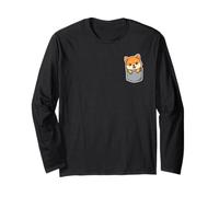 Kawaii Lindo Shiba Inu en el Bolsillo Manga Larga