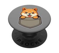 Kawaii Lindo Shiba Inu en el Bolsillo PopSockets PopGrip Adhesivo