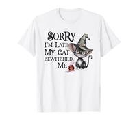 Kawaii LO Siento Tarde Mi Gato Bruja ME Bewitched ME Creepy Witches Camiseta