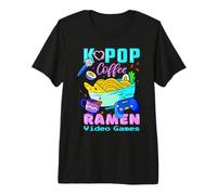 Kawaii Love Coffee Videojuegos Ramen Y K-Pop Fans Camiseta Premium