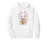 Kawaii Lucky Rabbit Maneki Neko Parodia Conejo Japonés Sudadera con Capucha