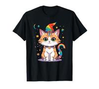 Kawaii Magic Kitty Rainbow Witch Halloween Camiseta