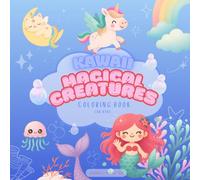 Kawaii Magical Creatures Coloring Book for Kids: 35 magical pages full of unicorns, fairies, mermaids, enchanted cats (Cute Kawaii Coloring Books for Girls)